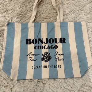 Sezane Blue and Cream Striped Tote